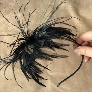 Tasha Black Feathered Headband